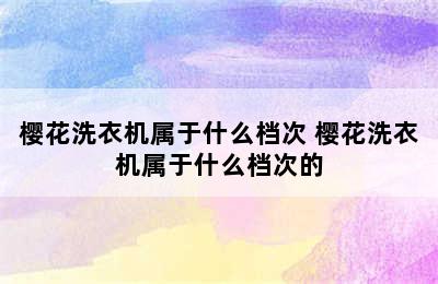 樱花洗衣机属于什么档次 樱花洗衣机属于什么档次的